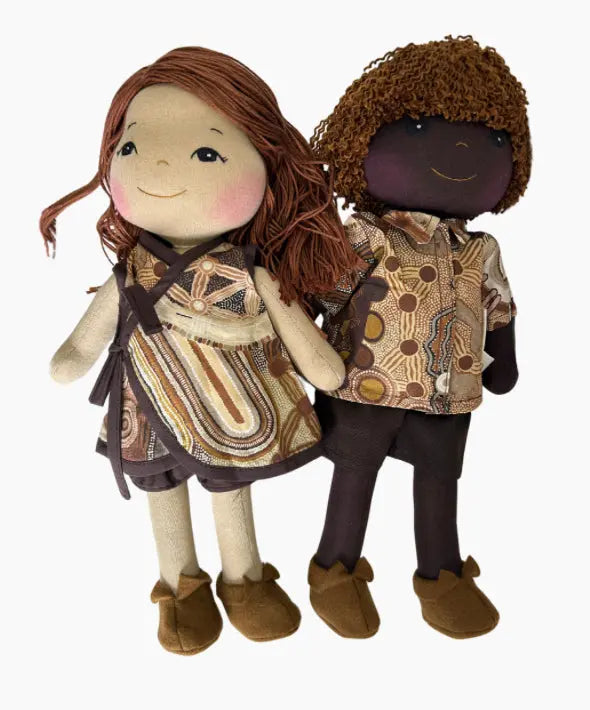 Parayi and Yali Soft Doll Set — alternative view of Aboriginal soft doll set