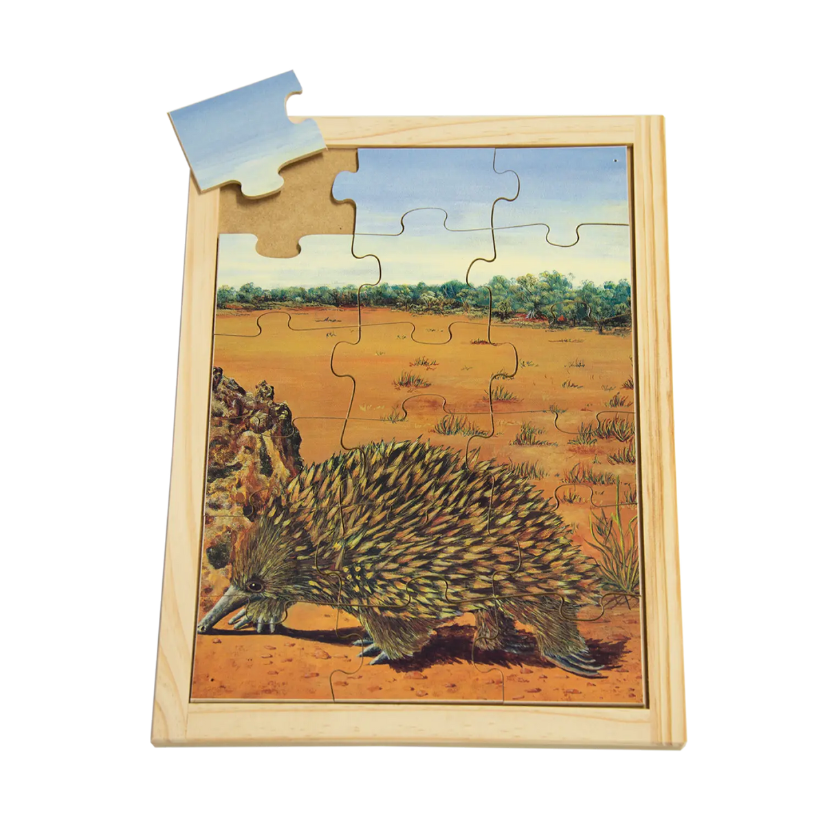 Echidna Puzzle — hand-painted wooden jigsaw puzzle — Australian-made Australian animals early learning resource