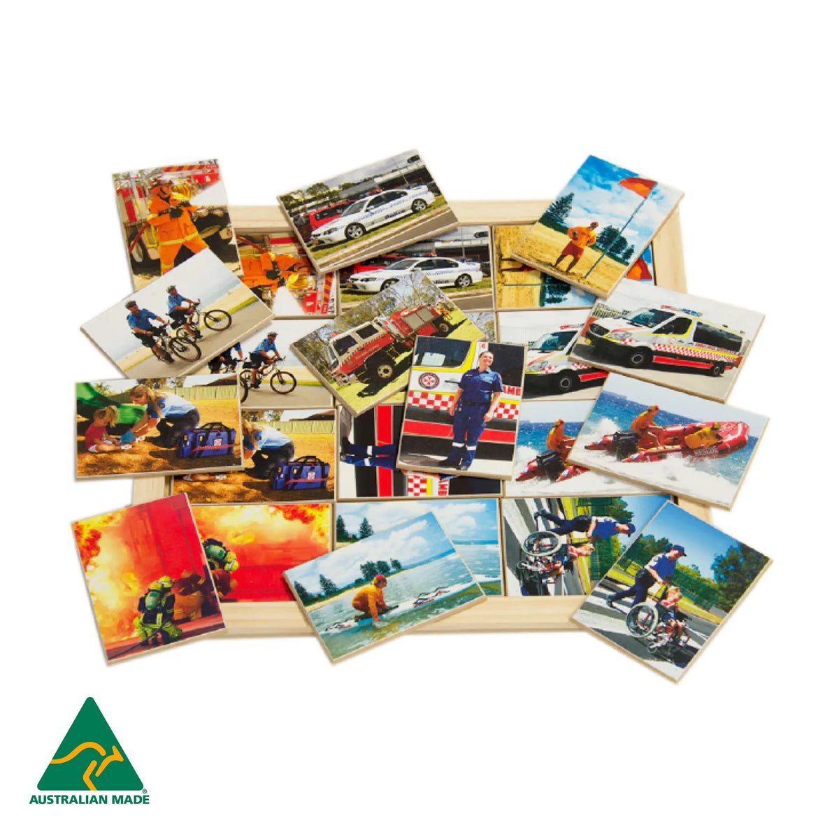 Emergency Services Large Memory Game — Australian-made emergency services memory matching game for classrooms
