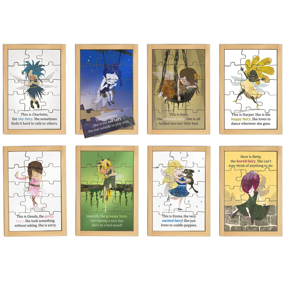 Emotional Fairies Large Story Puzzles Set 8 Puzzles — Australian-made wooden emotion puzzles for early learning