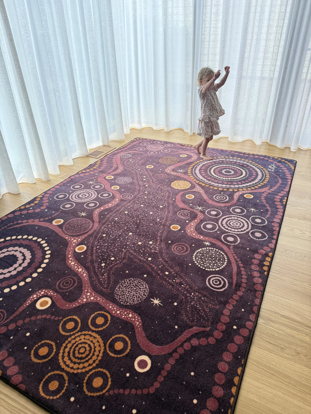 Emu in the Sky Rug — full design alternative view of Aboriginal astronomy classroom rug