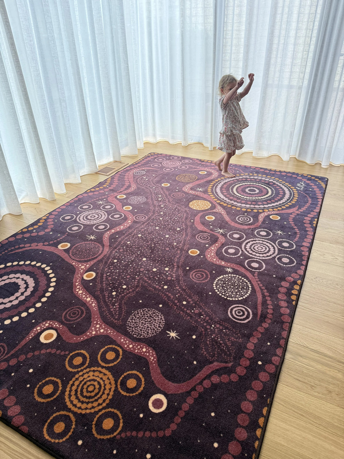 Emu in the Sky Rug — full design alternative view of Aboriginal astronomy classroom rug