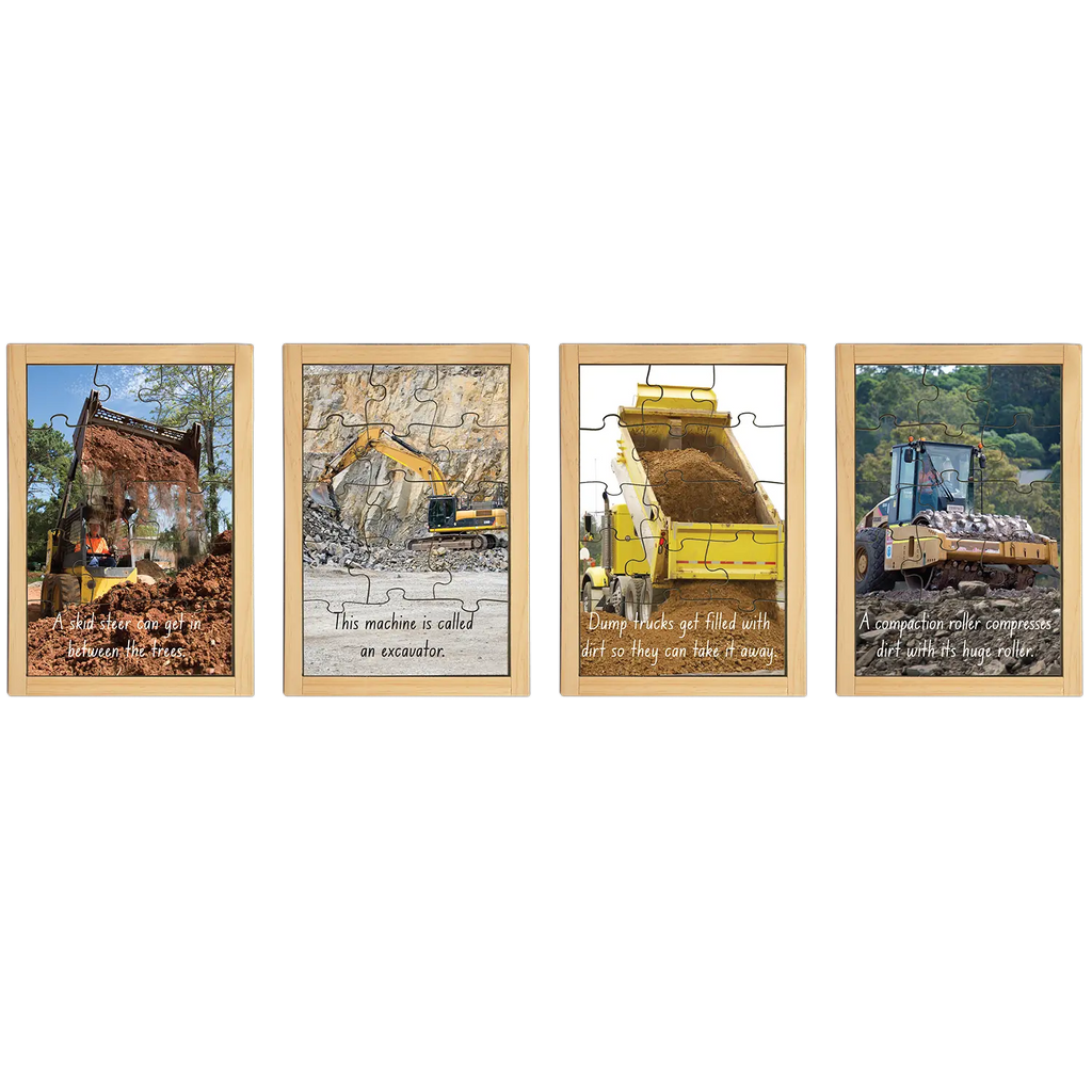 Excavating Large Story Puzzles Set — Australian-made wooden construction vehicle puzzles for early learning