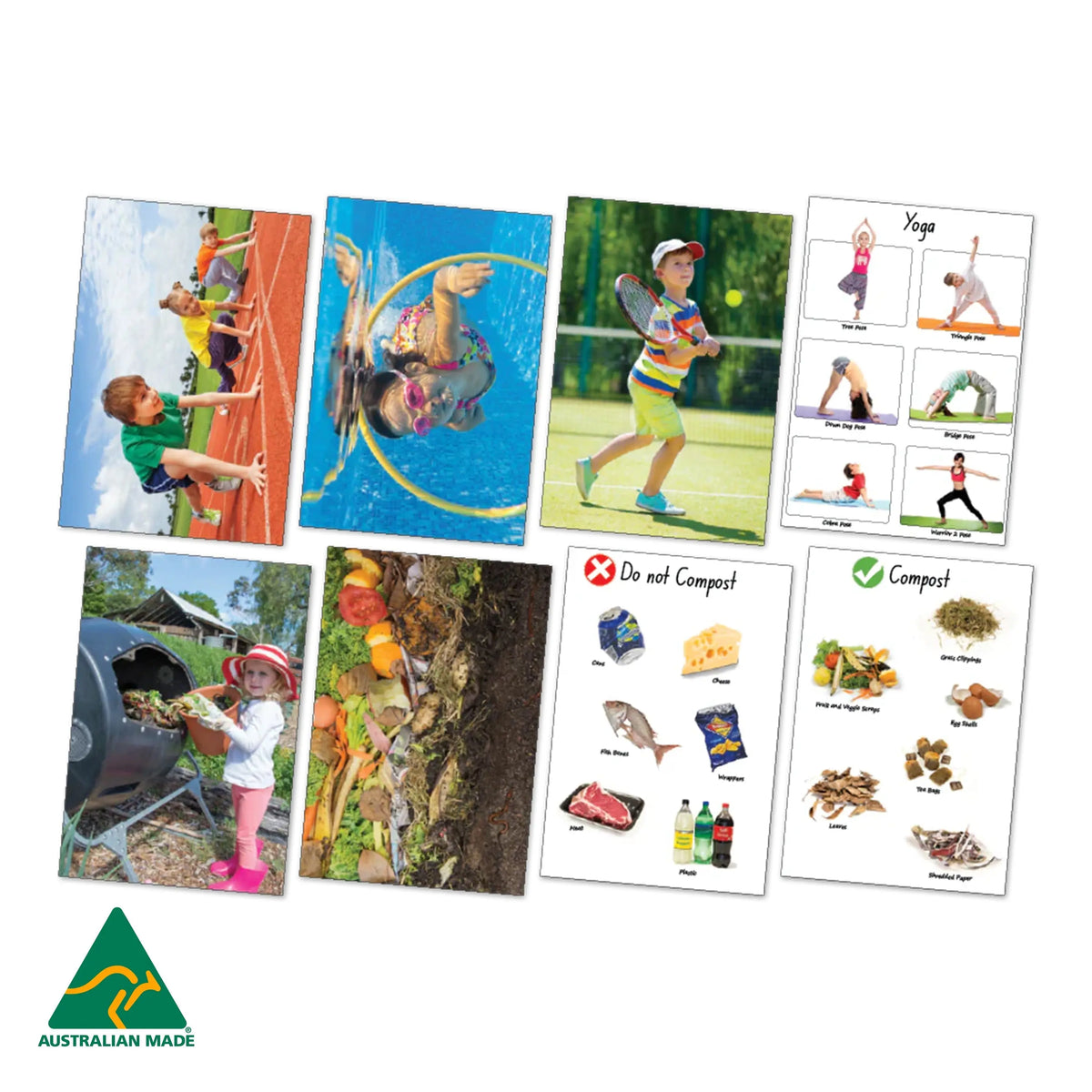Exercise and Compost Poster Pack — Australian-made health and sustainability poster pack for classrooms