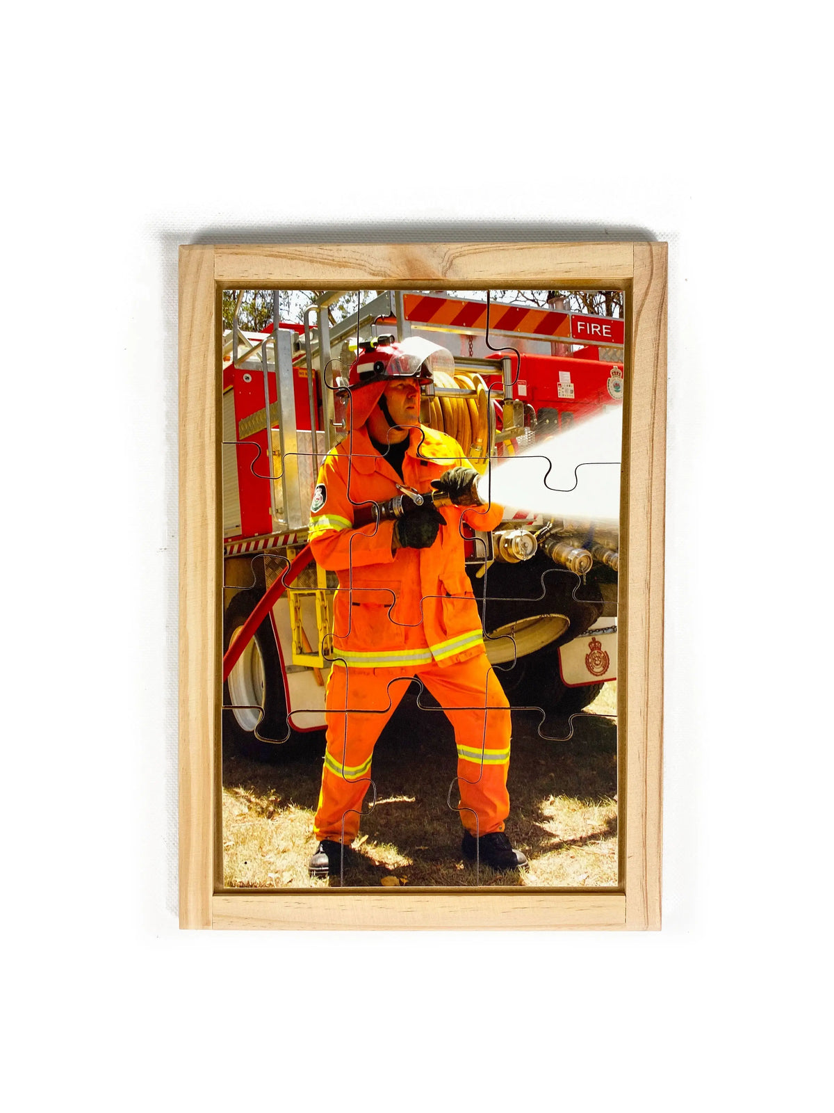 Fire Fighter Puzzle — hand-painted wooden jigsaw puzzle — Australian-made early learning resource, ages 3+