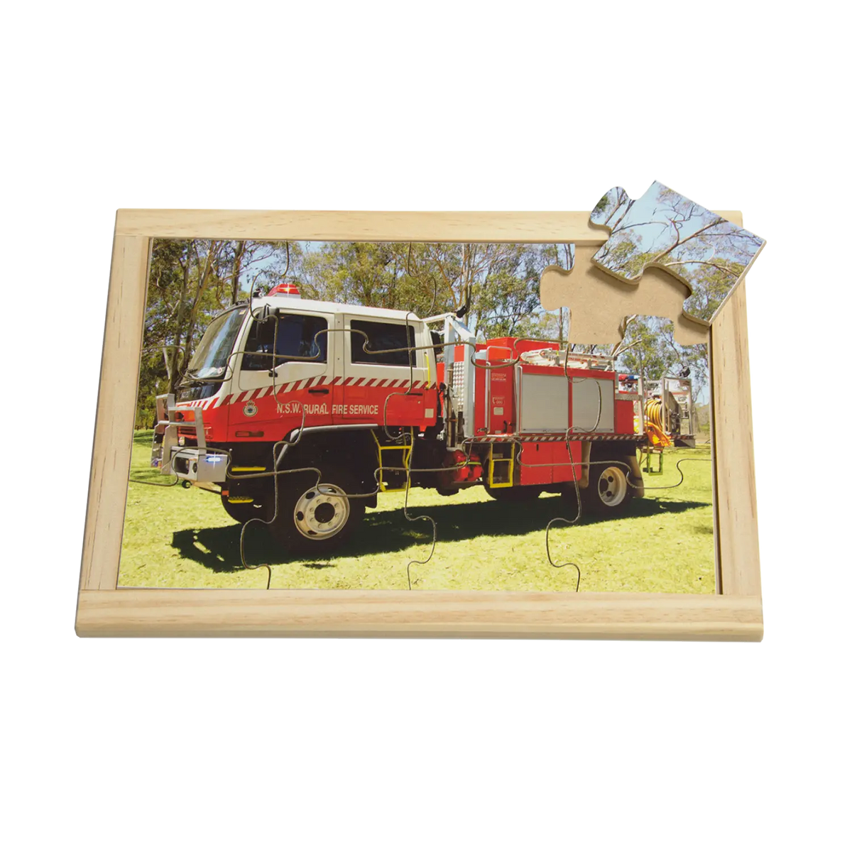 Fire Truck Puzzle — hand-painted wooden jigsaw puzzle — Australian-made emergency services learning resource