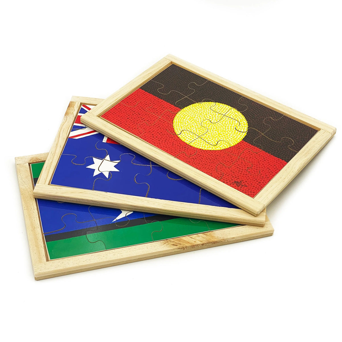 Australian Indigenous Flag Puzzles — set of 3 flag puzzles in classroom display