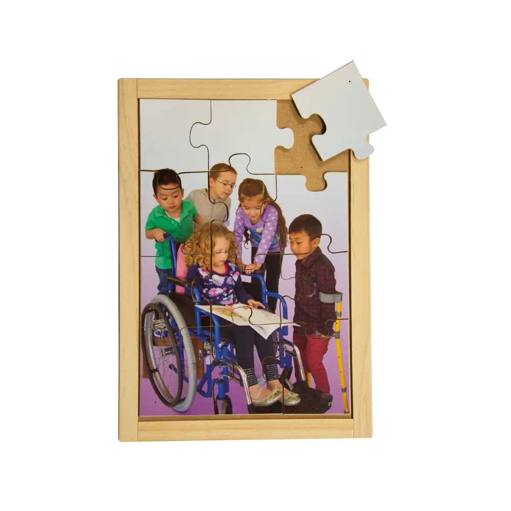 Friends Reading Puzzle — hand-painted wooden jigsaw puzzle — Australian-made early literacy learning resource