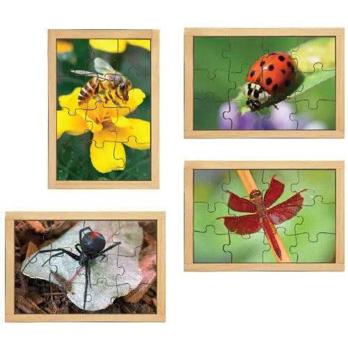 Garden Bugs Puzzles with FREE Posters — Australian-made wooden garden bug puzzles set for early learning