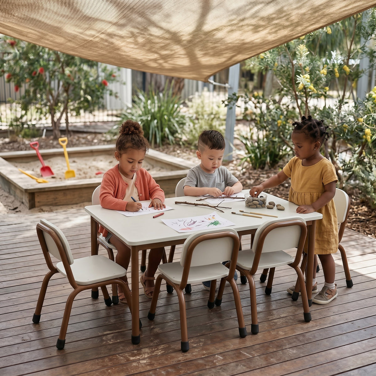 Outdoor Table and Chairs set in Oyster White