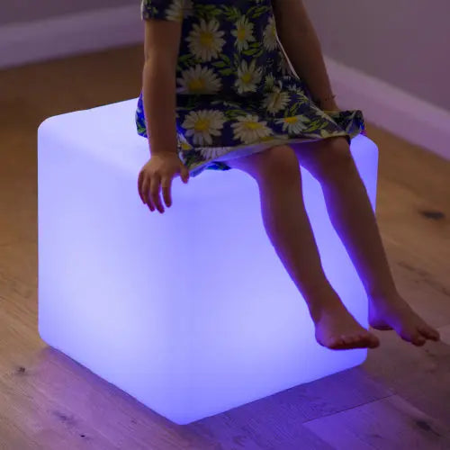 Glowing Cube — colour-changing LED sensory cube for classroom and play, Australian early learning resource