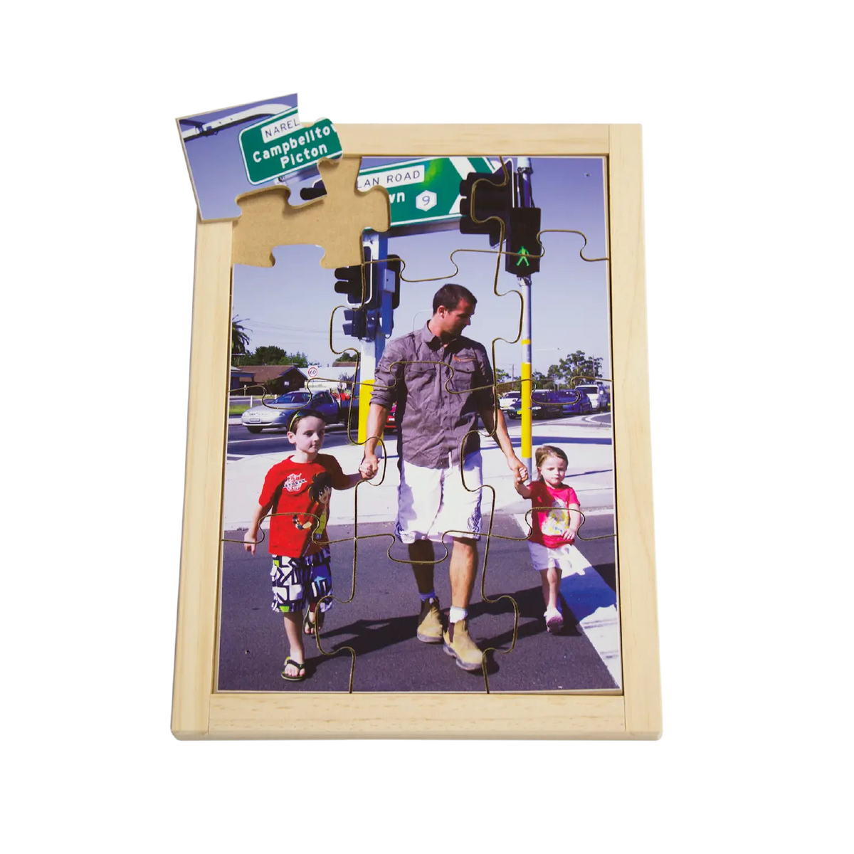 Green for Go Road Safety Puzzle — hand-painted wooden jigsaw puzzle — Australian-made road safety learning resource