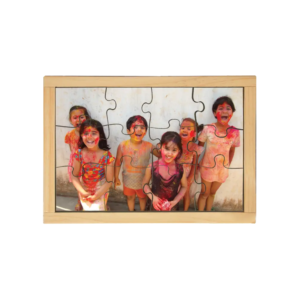 Holi Kids Puzzle — hand-painted wooden jigsaw puzzle — Australian-made multicultural early learning resource