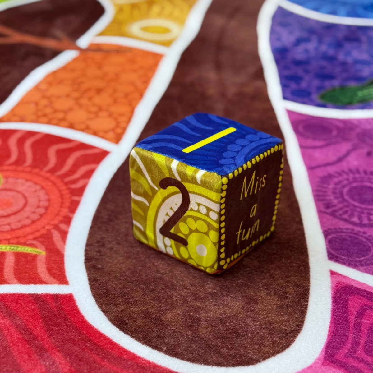 Serpents and Sticks Rug Game with soft Dice — additional rug view with soft dice