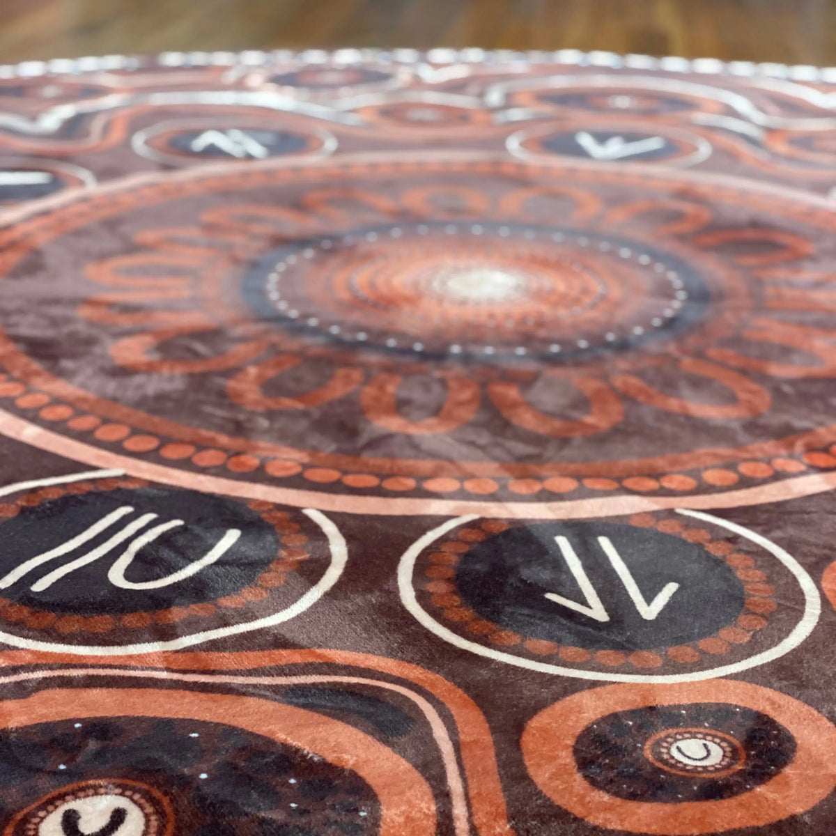 Yarning Circle Indigenous Rug — Indigenous classroom rug installed in early childhood setting