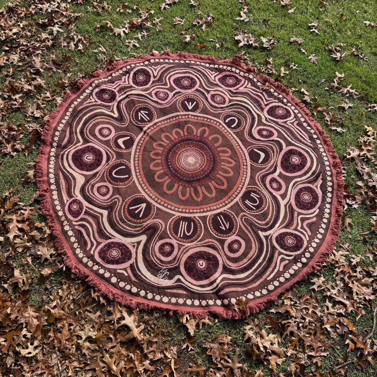 Yarning Circle Cotton Throw — alternative view of Aboriginal art cotton throw