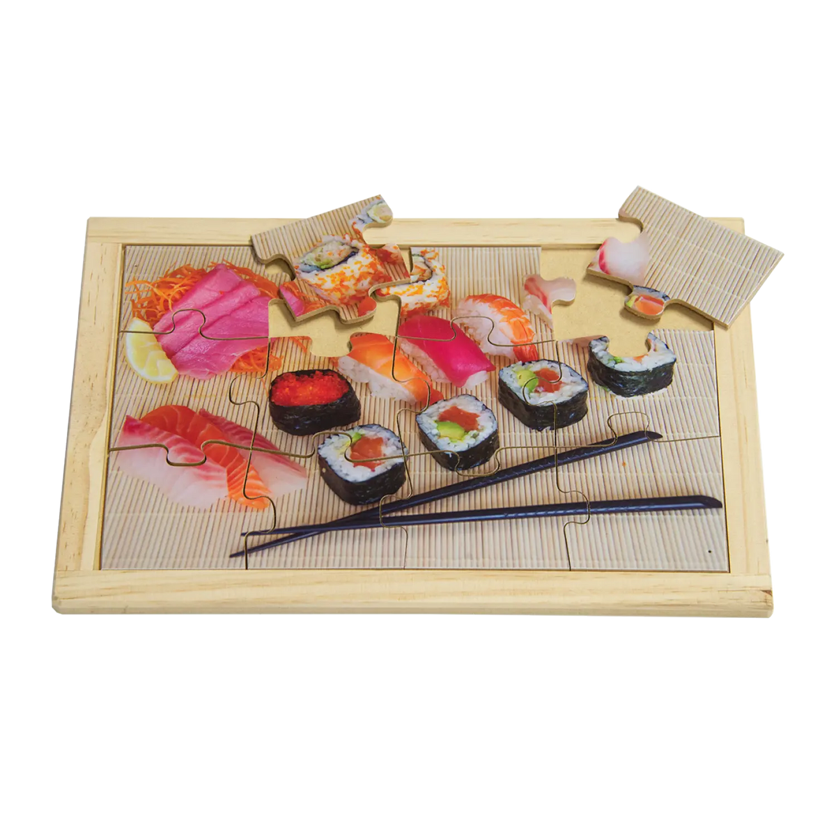 Japanese Sushi Puzzle — hand-painted wooden jigsaw puzzle — Australian-made world cuisine learning resource