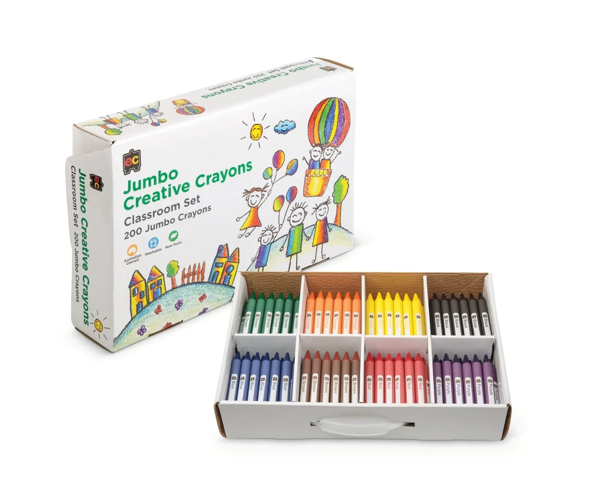 Jumbo Crayons Pack of 200 — 200-pack of jumbo crayons for early childhood art activities