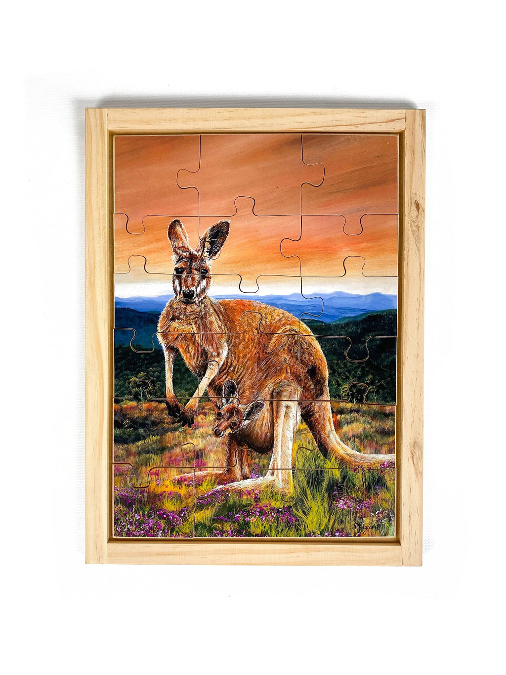 Kangaroo Puzzle — hand-painted wooden jigsaw puzzle — Australian-made early learning resource, ages 3+