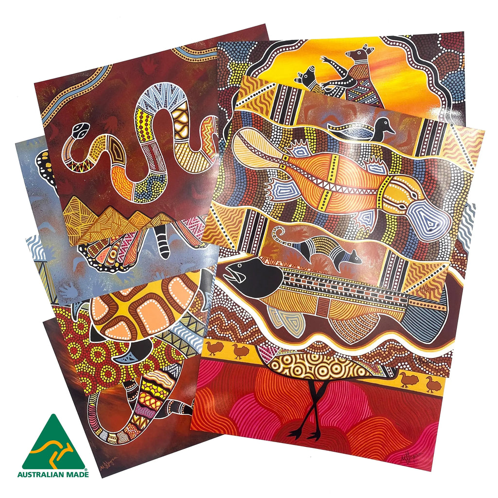 Large Aboriginal Art Poster Pack — educational classroom resource — Australian-made by Education National, ages 3+