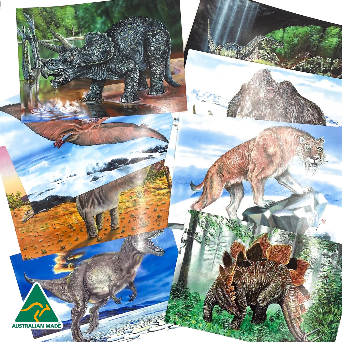 Large Prehistoric Animals Poster Pack — educational classroom resource — Australian-made by Education National, ages 3+