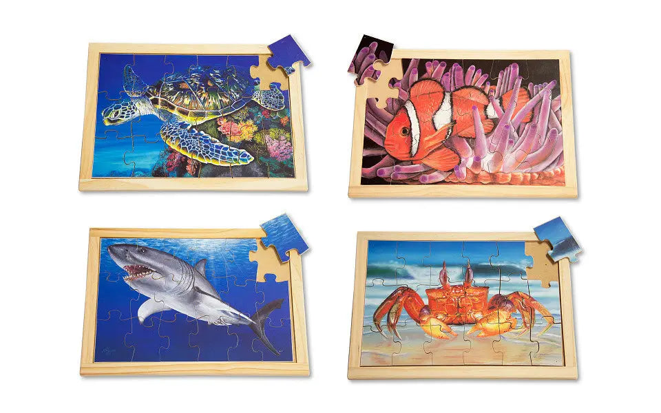 Large Sea Creature Puzzle Set with FREE Posters — Australian-made wooden sea creature puzzles for classrooms
