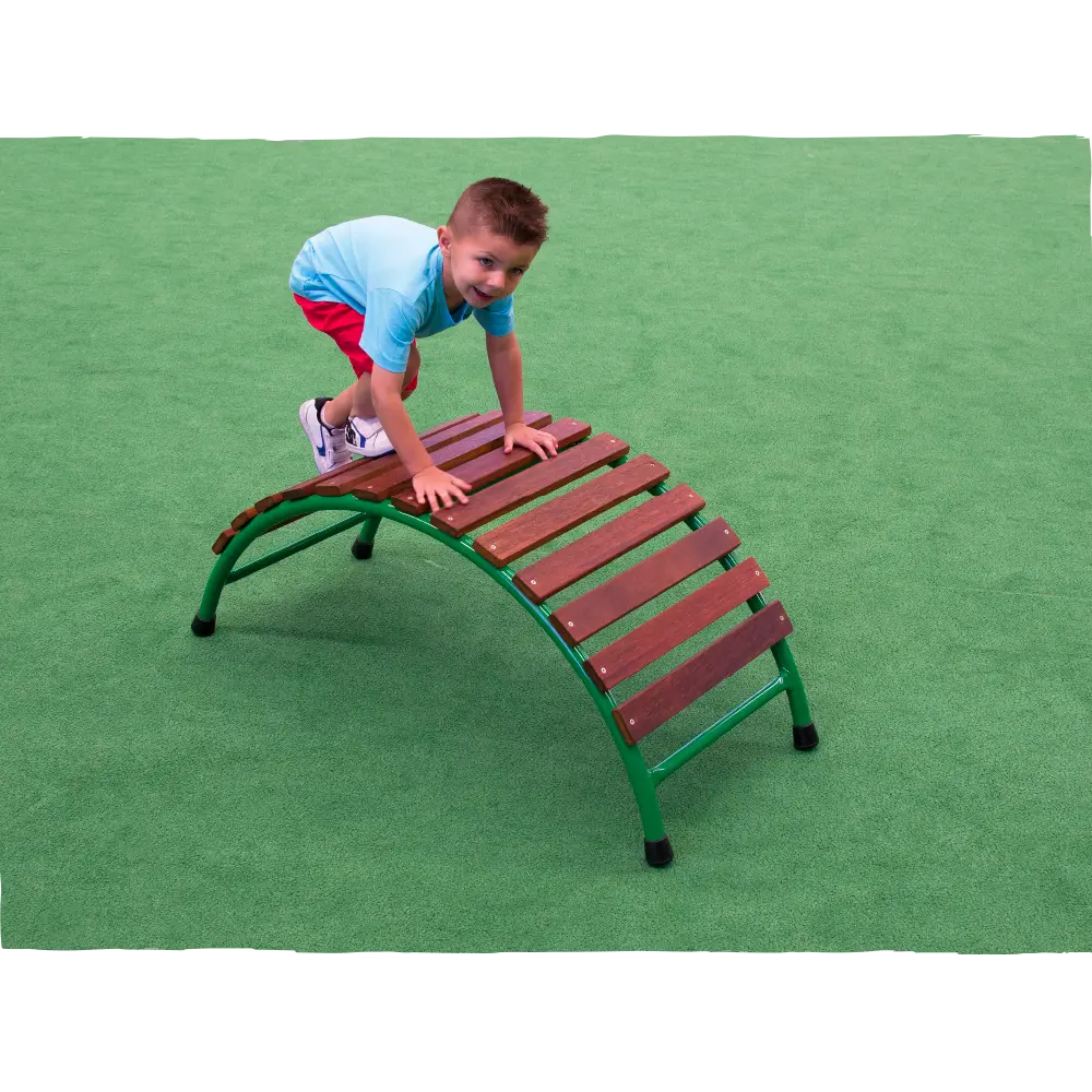 Log Bridge — Australian-made wooden log bridge climbing frame attachment for early childhood centres