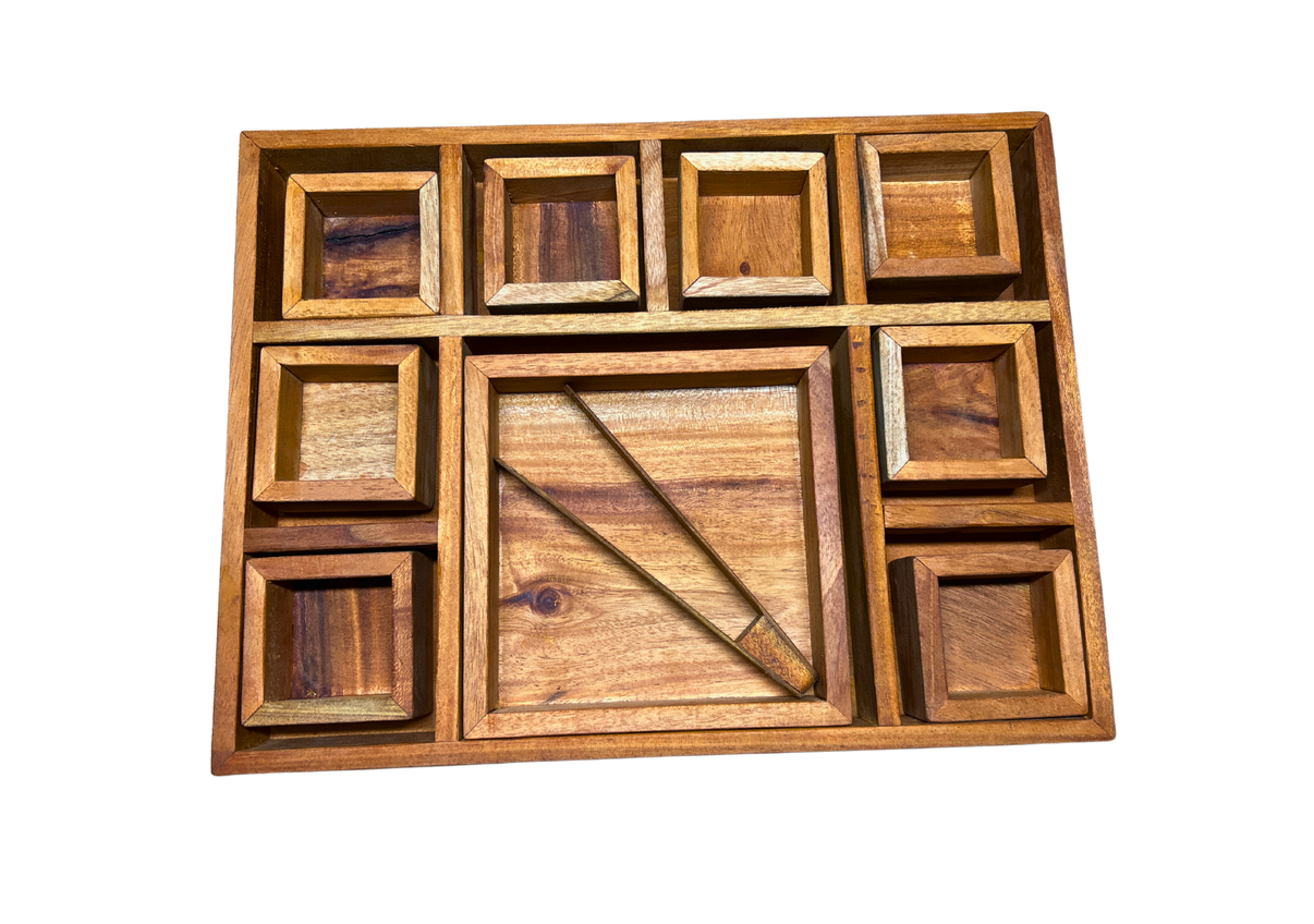 Mahogany Sorting Tray with Tongs 9