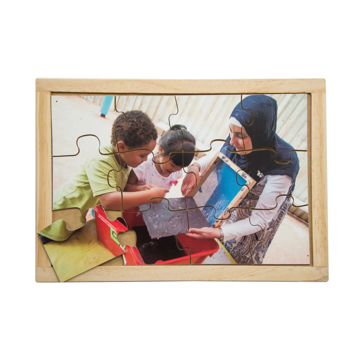 Making Recycled Paper Puzzle — hand-painted wooden jigsaw puzzle — Australian-made sustainability resource
