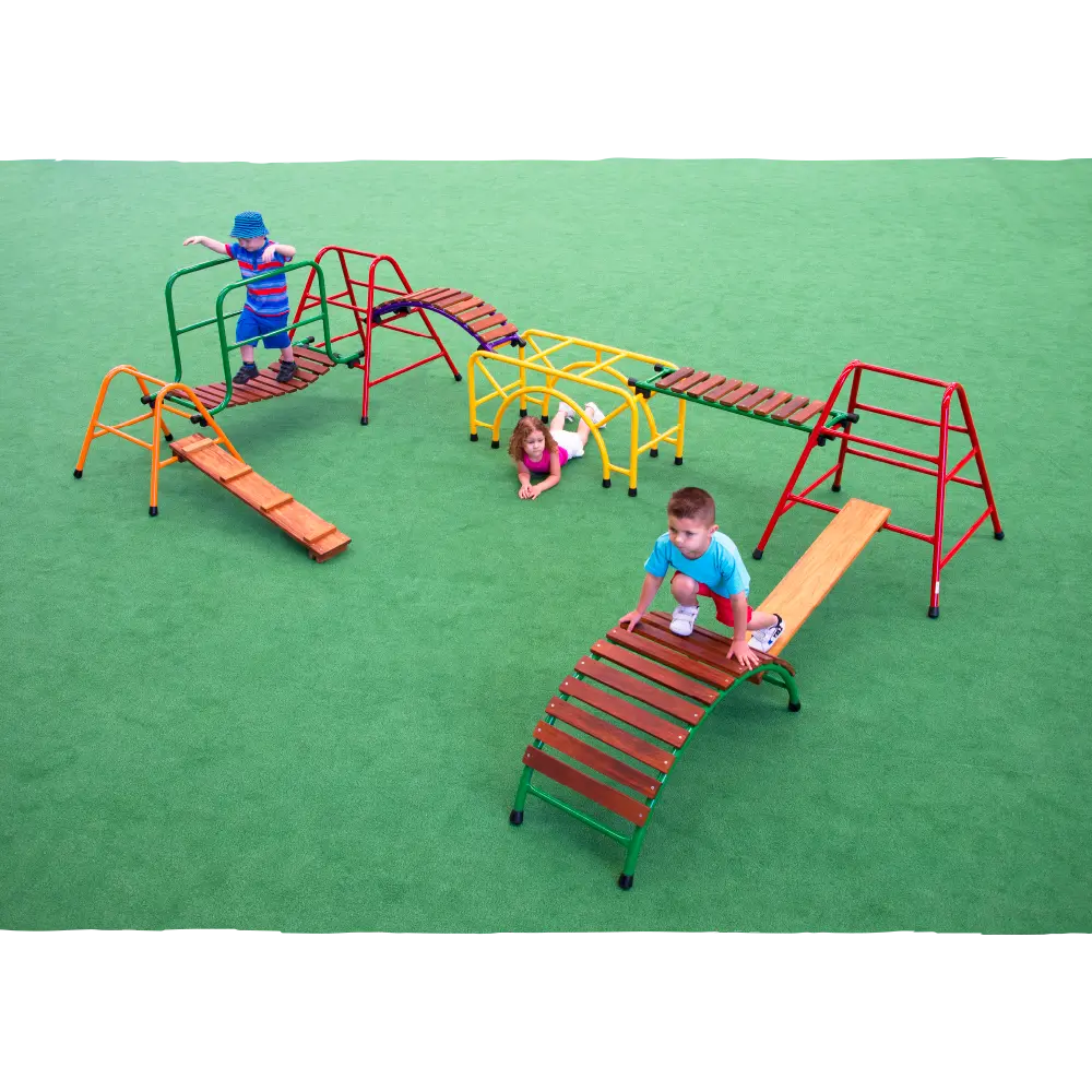Medium Playset — Australian-made wooden outdoor climbing frame playset for early childhood centres
