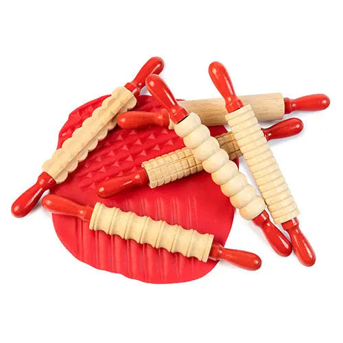 Mini Pattern Rolling Pins Set of 6 — pattern rolling pins for clay and dough play