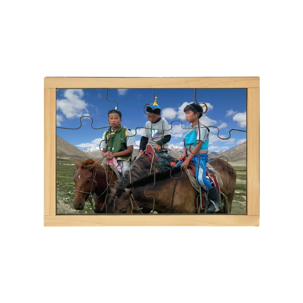 Mongolian Kids Puzzle — hand-painted wooden jigsaw puzzle — Australian-made multicultural early learning resource