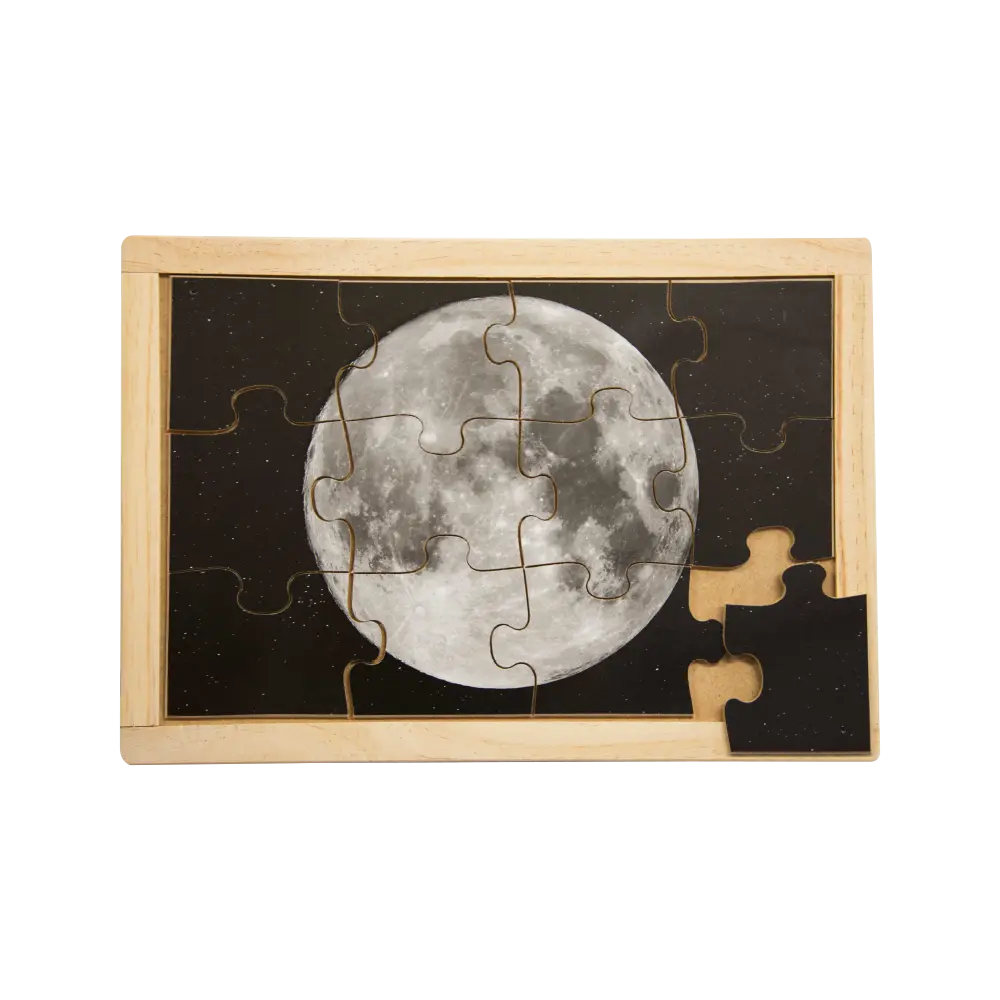 Moon Puzzle — hand-painted wooden jigsaw puzzle — Australian-made early learning resource, ages 3+