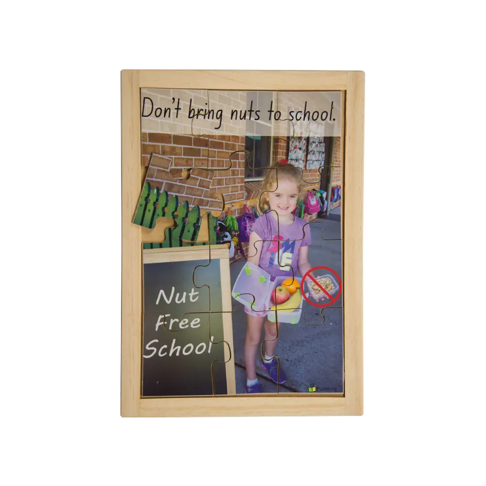 Nut-free School Puzzle — hand-painted wooden jigsaw puzzle — Australian-made allergy awareness resource