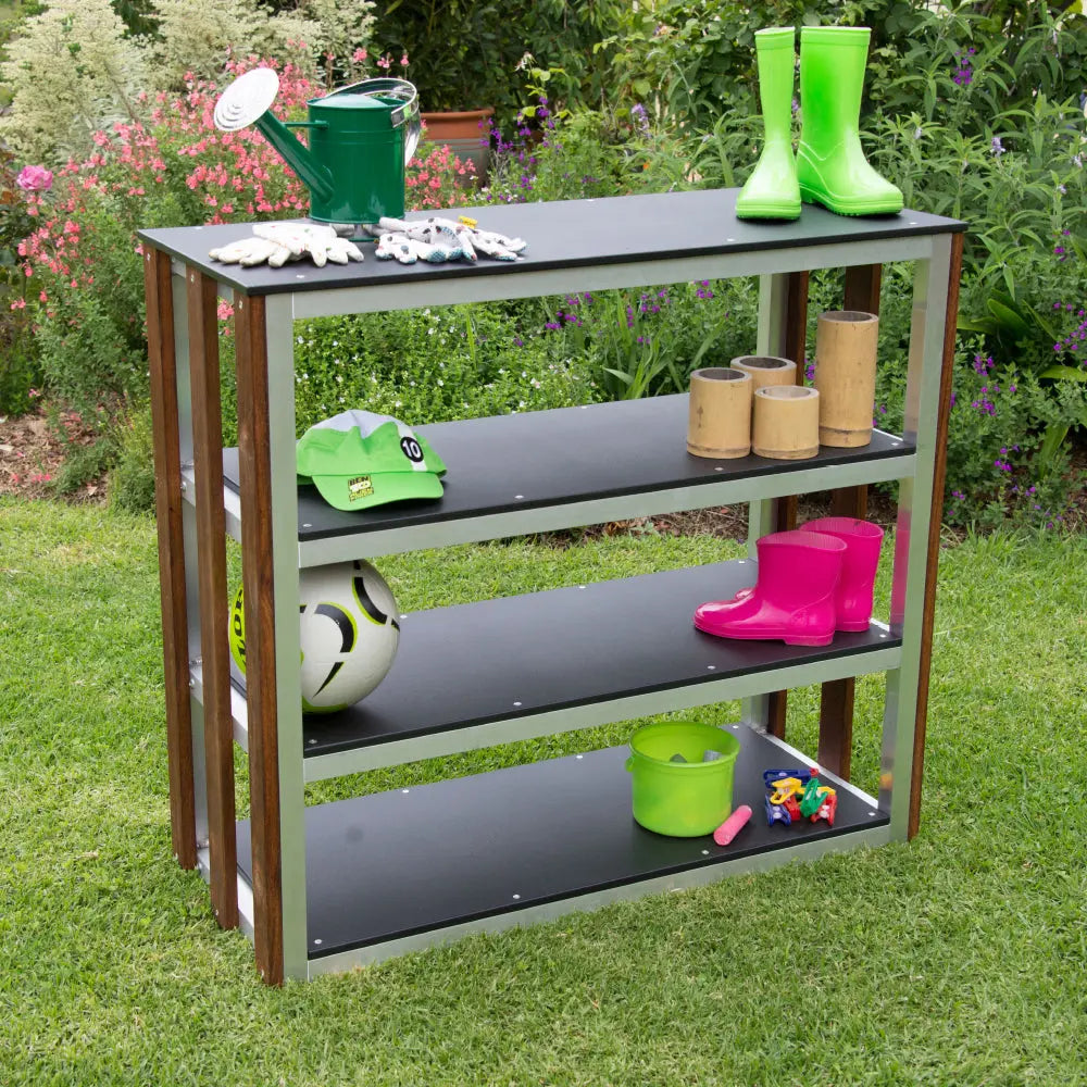 Outdoor Shelving — Australian-made wooden outdoor shelving for early childhood classroom storage