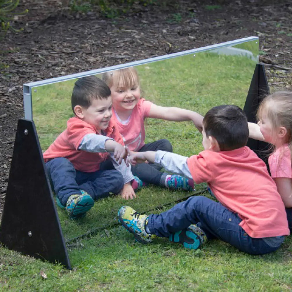 Outdoor Straight Mirror Room Divider — Australian-made wooden outdoor straight mirror room divider for early childhood spaces