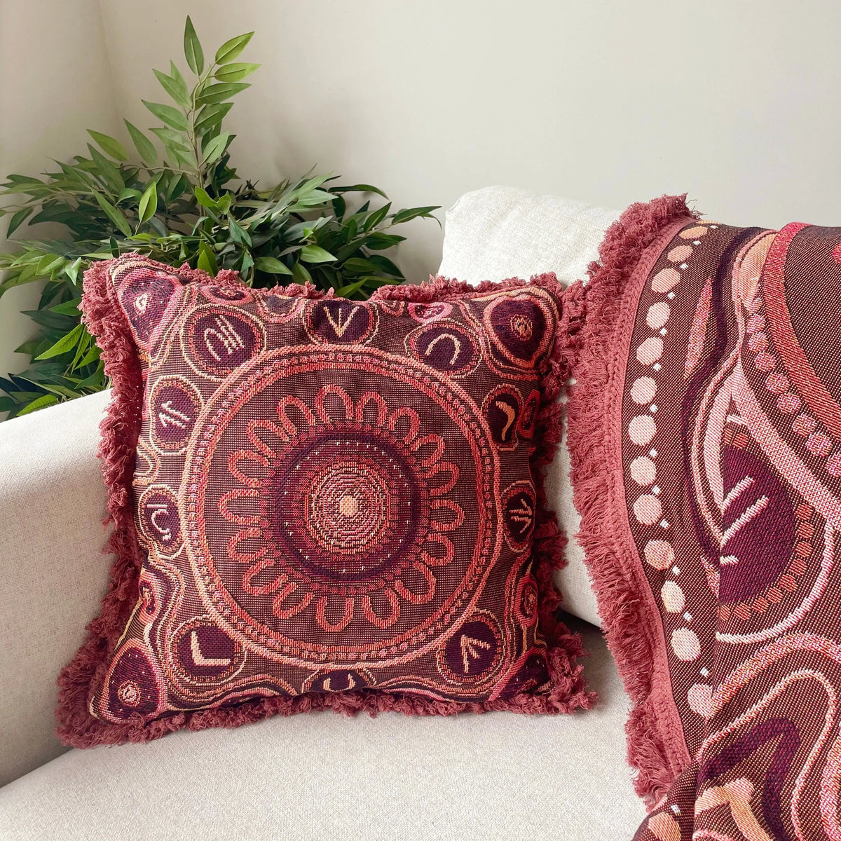 Yarning Circle Cushion Cover — alternative view of Aboriginal art cushion cover