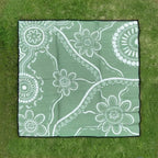 Indigenous Eucalyptus Outdoor Mat in use — children on Aboriginal art eucalyptus design mat in outdoor learning space