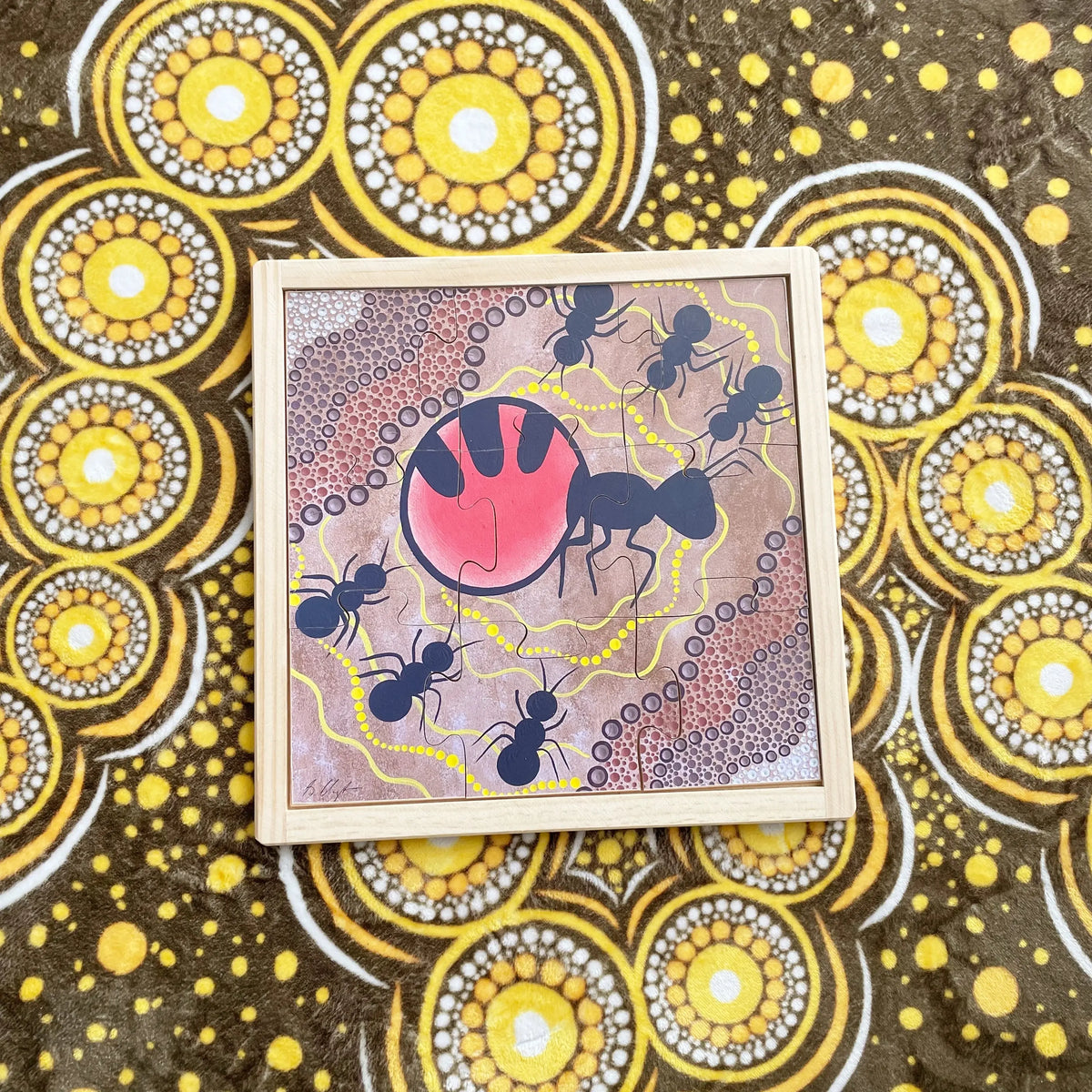 Aboriginal Art Honey Ant Puzzle — hand-painted wooden Indigenous bush tucker puzzle, EYLF-aligned, ages 3+
