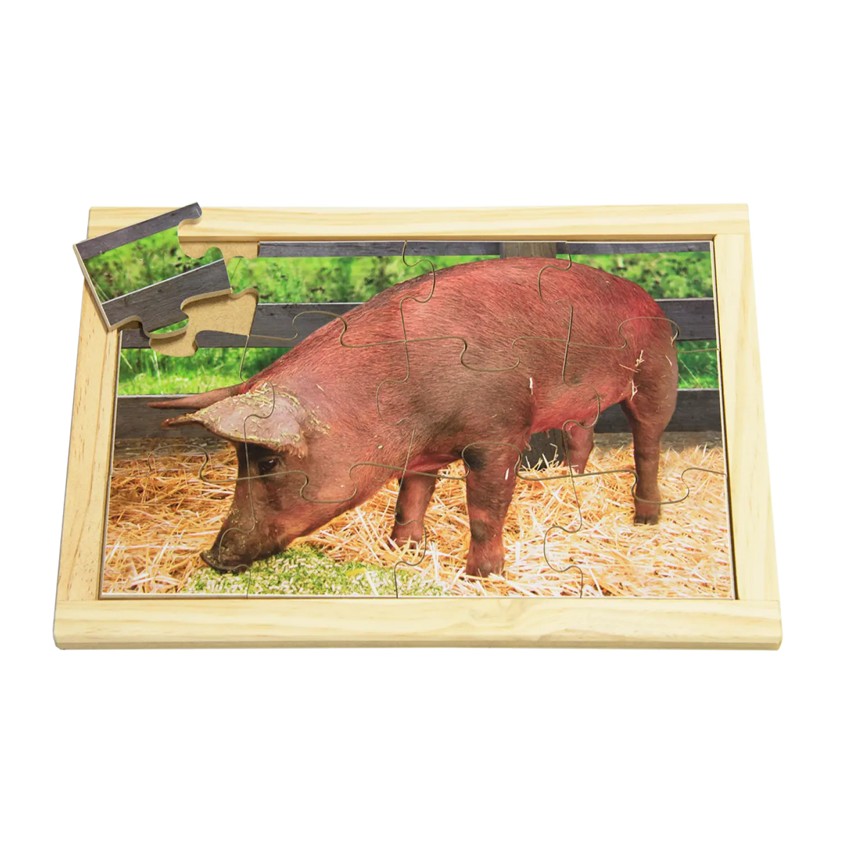 Pig Farm Puzzle — hand-painted wooden jigsaw puzzle — Australian-made farm animals early learning resource