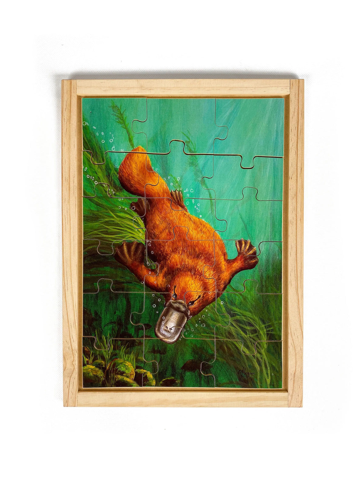 Platypus Puzzle — hand-painted wooden jigsaw puzzle — Australian-made early learning resource, ages 3+