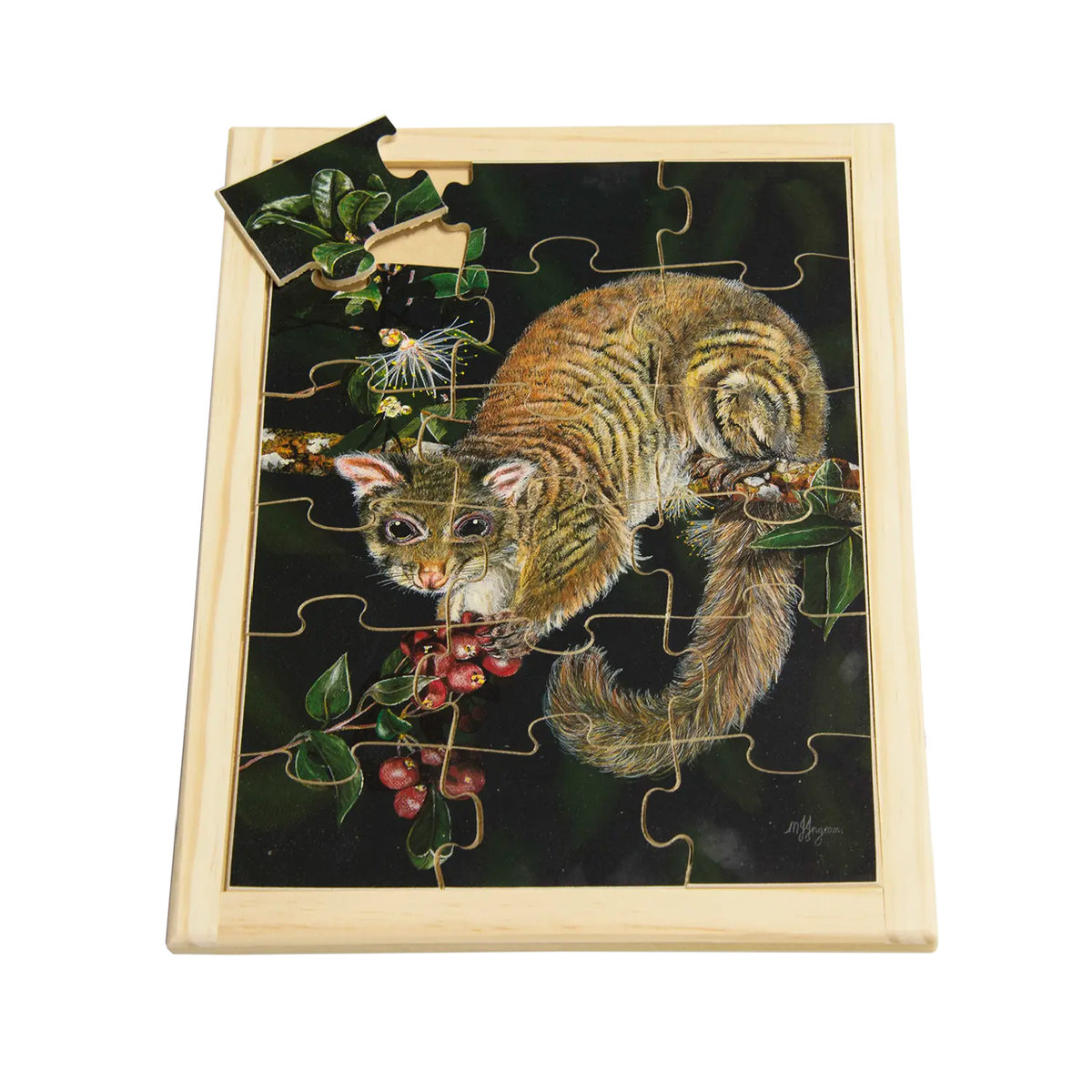 Possum Puzzle — hand-painted wooden jigsaw puzzle — Australian-made Australian animals early learning resource