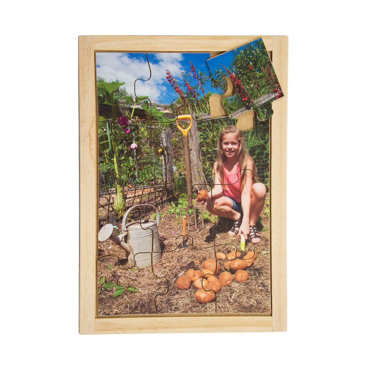 Potatoes Puzzle — hand-painted wooden jigsaw puzzle — Australian-made healthy food early learning resource