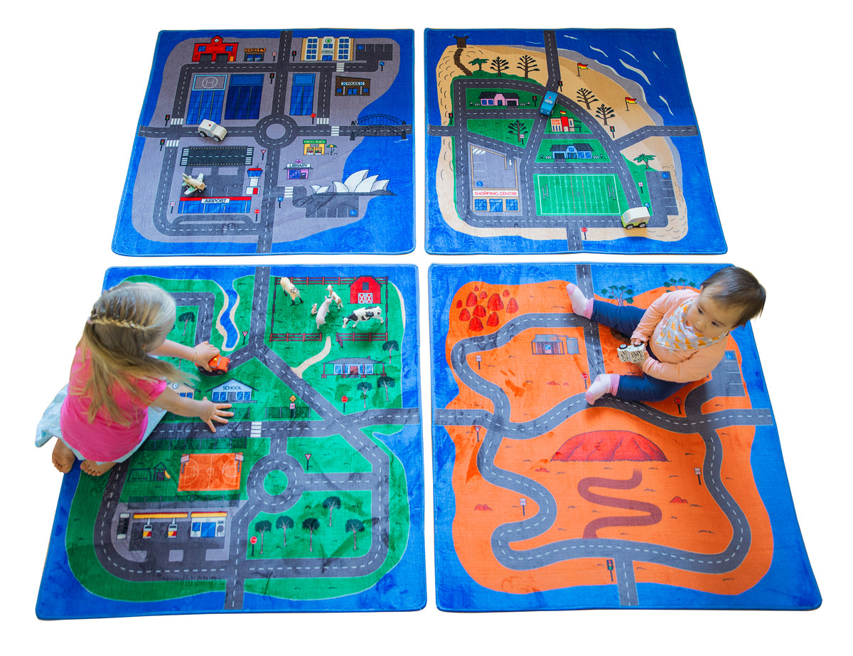 Australian Road Mat Set of 4 Rugs Education National
