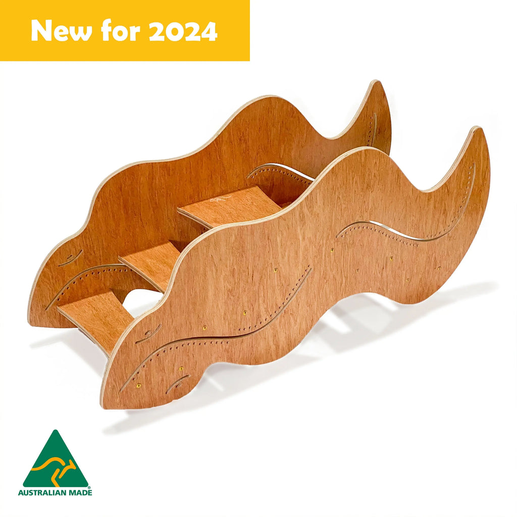 Rainbow Serpent Stepper — Australian-made wooden Rainbow Serpent stepper for early childhood gross motor play