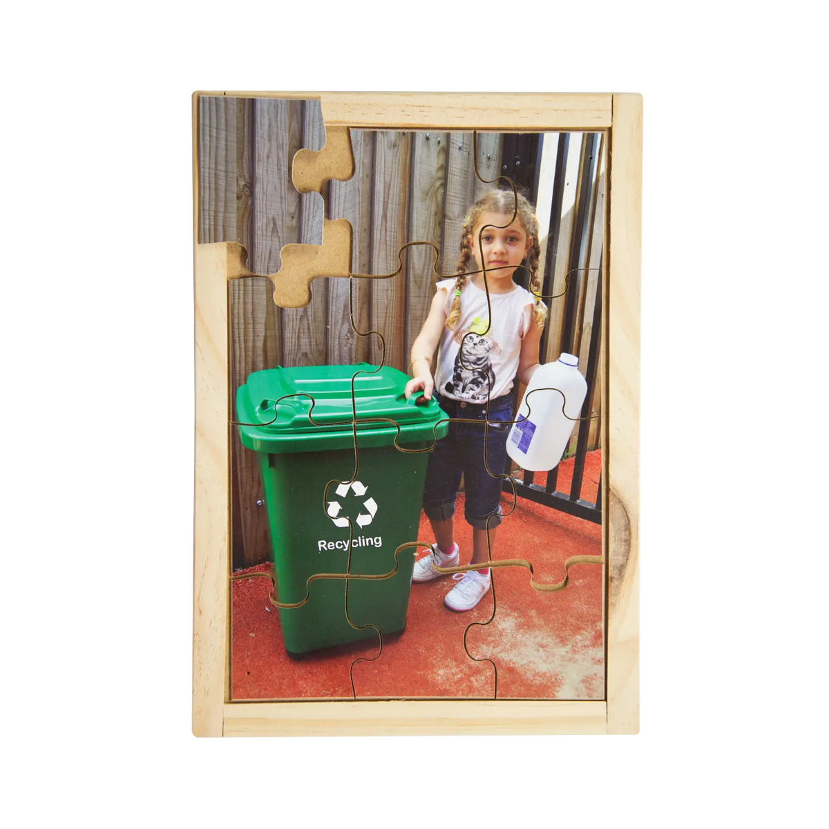 Recycling Puzzle — hand-painted wooden jigsaw puzzle — Australian-made sustainability early learning resource