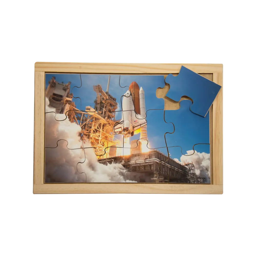 Rocket Blast-off Puzzle — hand-painted wooden jigsaw puzzle — Australian-made early learning resource, ages 3+