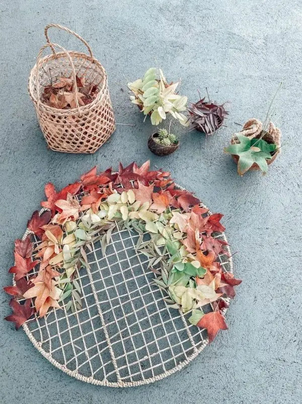 Round Nature Weaving Frame — round wooden weaving frame for early childhood fine motor and nature-based craft