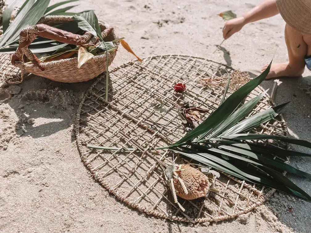 Round Nature Weaving Frame — in classroom craft activity