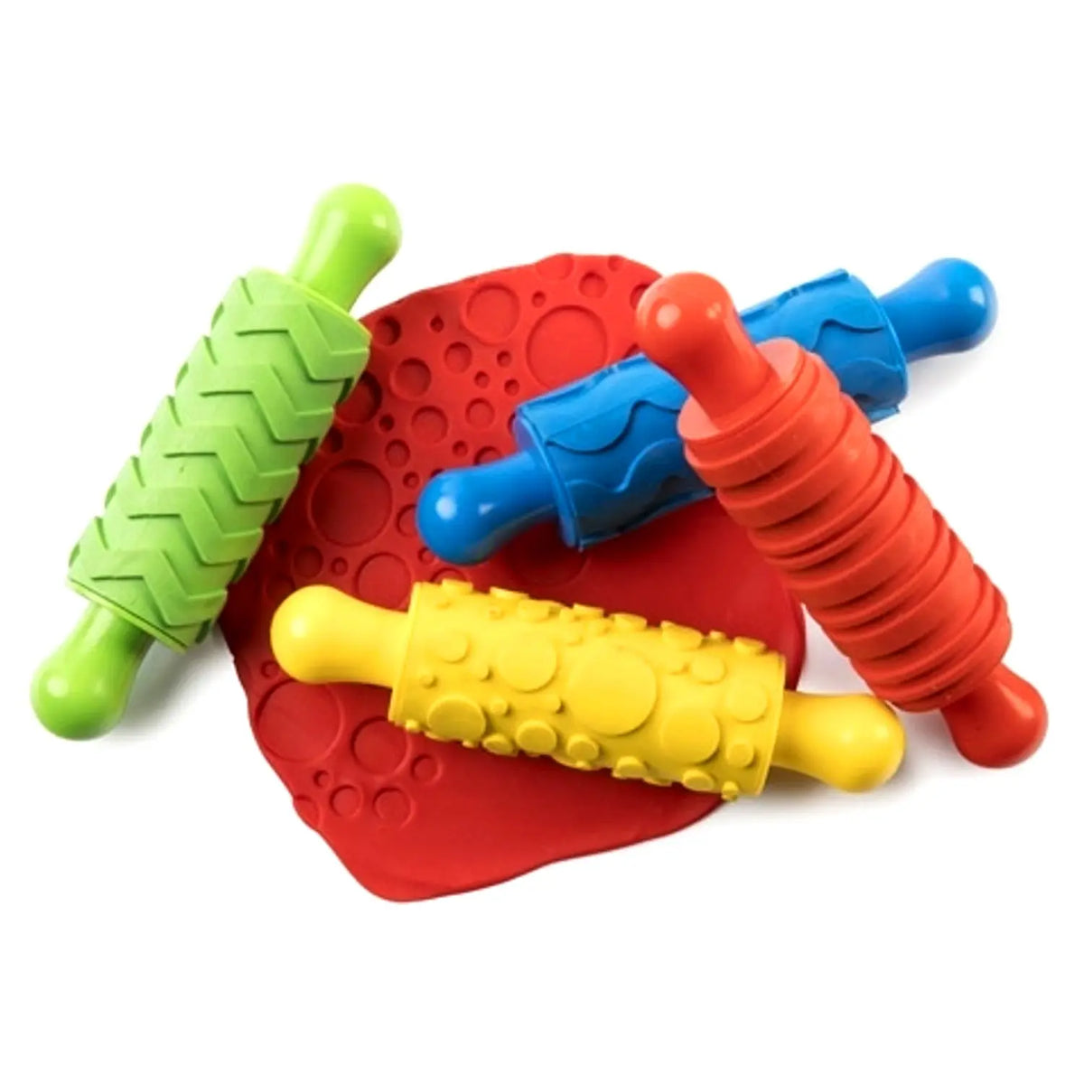 Rubber Patterned Rolling Pins — rubber patterned rolling pins for clay and dough play, early years